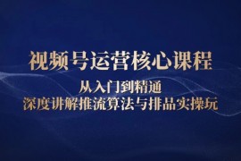 【课程教学】视频号运营核心课程，从入门到精通，深度讲解推流算法与排品实操玩